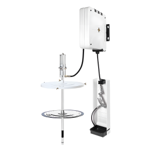 Kit Engraxadeira Pneumática Ecodora 50:1 com Vazão de 1,5 kg/min. Acompanha Tampa do Tambor, Compactador, Carretel Blindado e Gatilho com Suporte. Adaptável a Tambores de 180 a 220kg MIX-64210