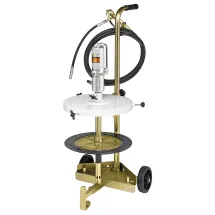 Kit Engraxadeira Pneumática 50:1 Ecodora com vazão de 1,5kg/min com Tampa para Reservatório, Compactador,  Gatilho e Carrinho. Sistema de Lubrificação Compacto para Reservatório de 12-60kg e 300 a 350mm de Diâmetro MIX-64035