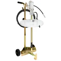 Kit Engraxadeira Pneumática 50:1 Ecodora com vazão de 1,5kg/min com Tampa para Reservatório, Gatilho e Carrinho. Sistema de Lubrificação Compacto para reservatórios de 50-60kg e 340 a 385mm de Diâmetro MIX-64037