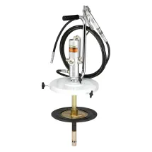 Kit Engraxadeira Pneumática 50:1 Ecodora com vazão de 1,5kg/min com Tampa para o Reservatório, Compactador e Gatilho. Sistema de Lubrificação Compacto para Reservatórios de 12-30kg e 260 a 300mm de Diâmetro MIX-64031
